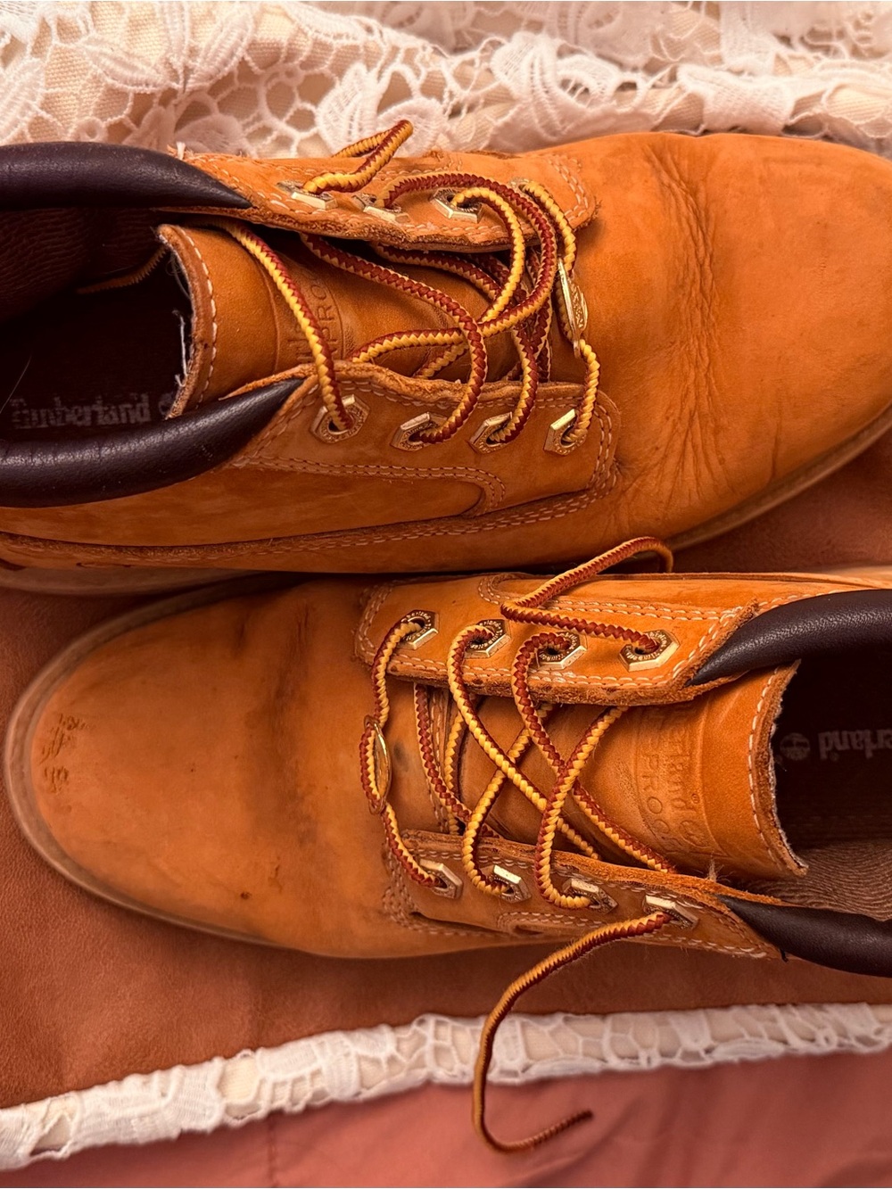 Timberland Men's Tan/Gold Work Boots with Contrast Collar